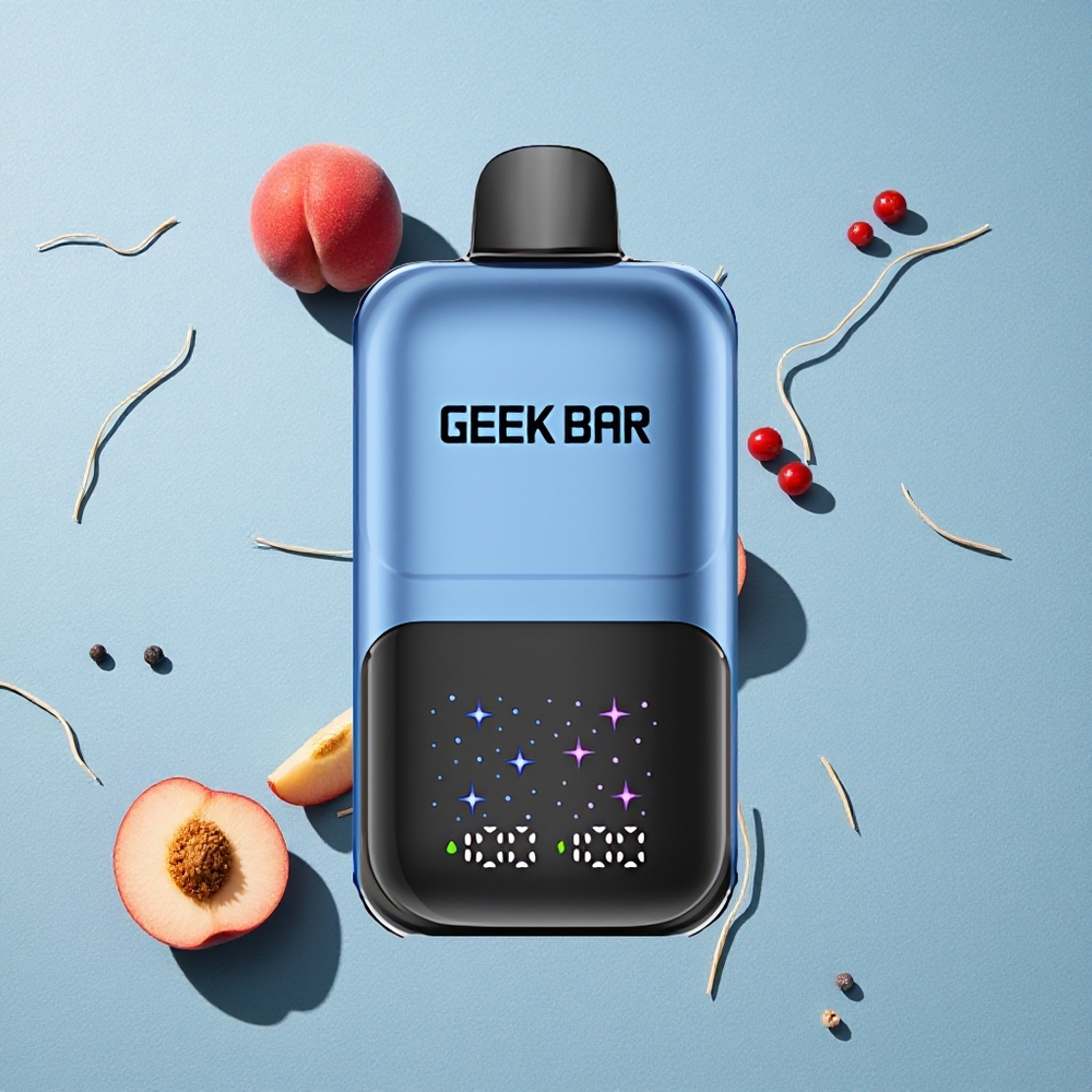 GEEK BAR 2GO سلسلة تو 50000 نَفخة بخاخ مزدوج بنكهة الخوخ والتوت بشاشة تفاعلية كبيرة وسعة 20 مل