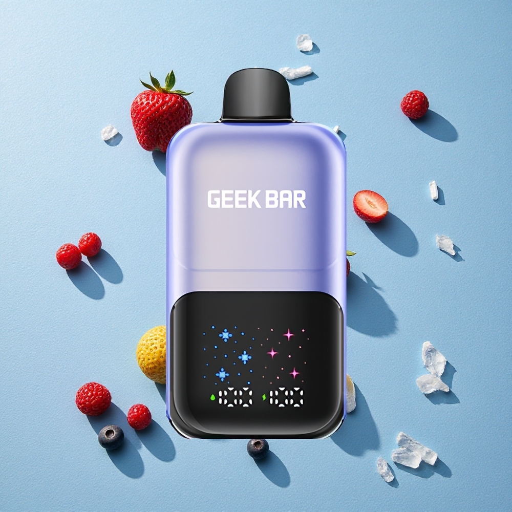 GEEK BAR 2GO ثنائي السلسلة 50000 نفخة شاشة كبيرة تفاعلية توت بري مثلج