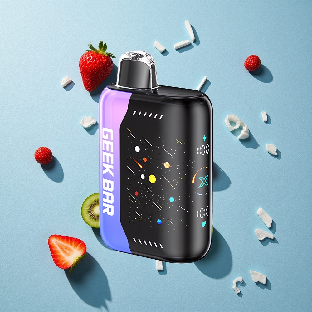 GEEK BAR Pulse X 42K Puffs إصدار النيزك فراولة كيوي مثلج بشاشة منحنية ثلاثية الأبعاد