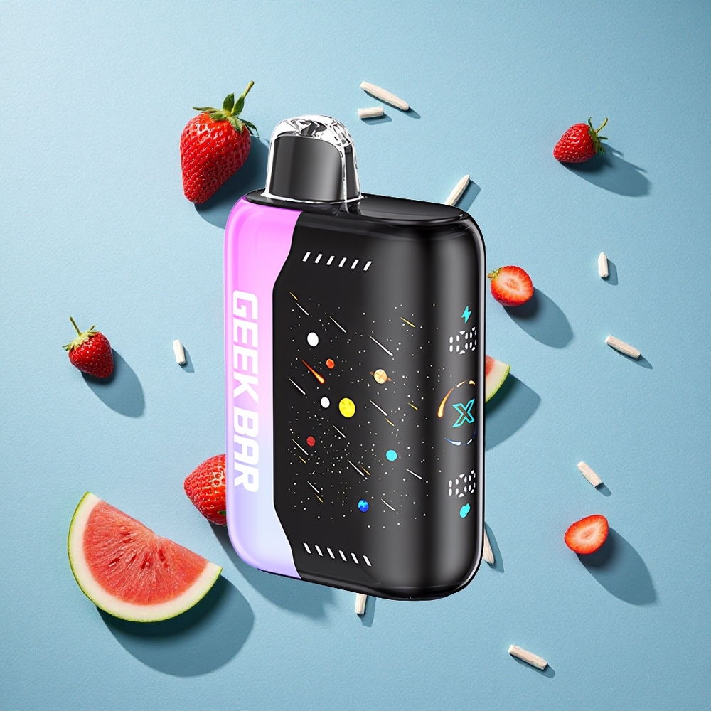 GEEK BAR Pulse X 42K Puffs إصدار نيزك فراولة بطيخ مع شاشة منحنية ثلاثية الأبعاد وشحن سريع 820mAh