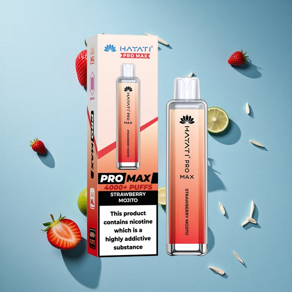 Hayati Pro Max 4000 Puffs سحبة مفعلة عصير فراولة موهيتو Hayati Pro Max 4000 Puffs سحبة مفعلة