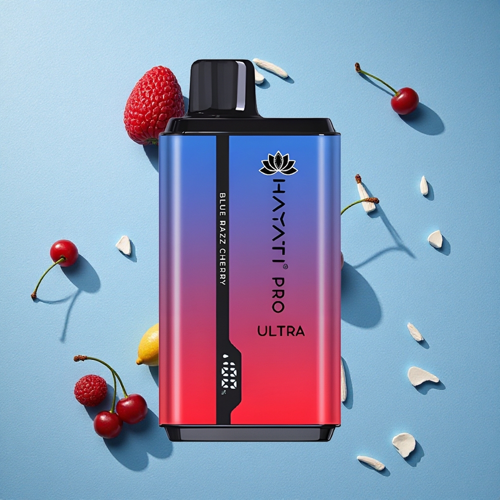 Hayati Pro Ultra 15000 Puffs بنكهة التوت الأزرق والكرز بسعة 2 12مل وتركيز نيكوتين 2%
