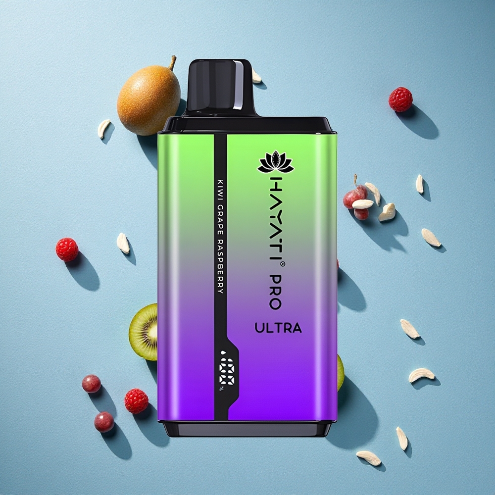 Hayati Pro Ultra 15000 Puffs بخاخة كيوي عنب توت ببطارية 850mAh وسعة سائل 24ml