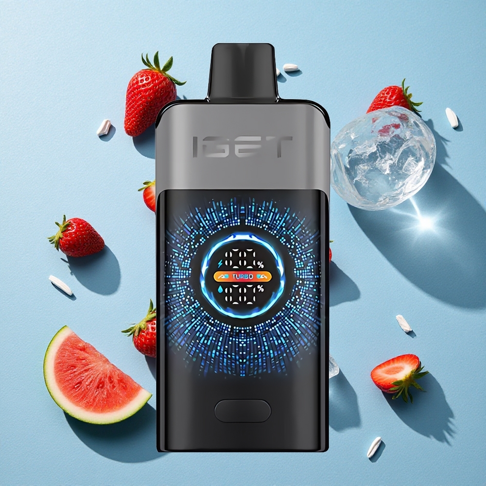 IGET ONE 12000 Puffs ستروبيري ووترميلون آيس مع شاشة ملونة منحنية كبيرة و 2700 مللي أمبير ساعة