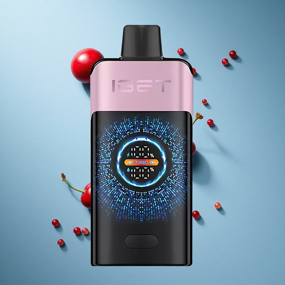 IGET ONE 12000 Puffs سجارة إلكترونية بتصميم منحني وشاشة ملونة كبيرة بنكهة الكرز والرمان