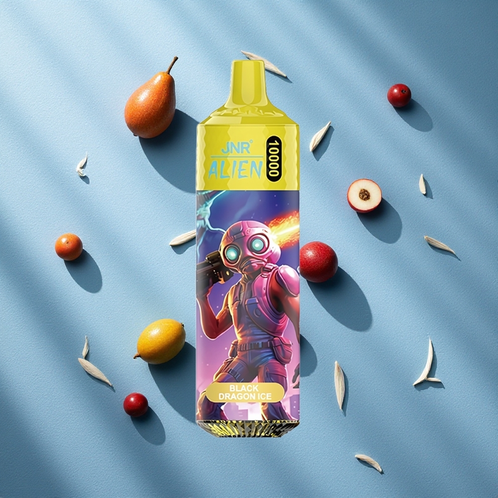 JNR Alien 10000 Puffs سيجارة إلكترونية سوداء التنين الجليدي بسعة 20 مل و شاشة LED