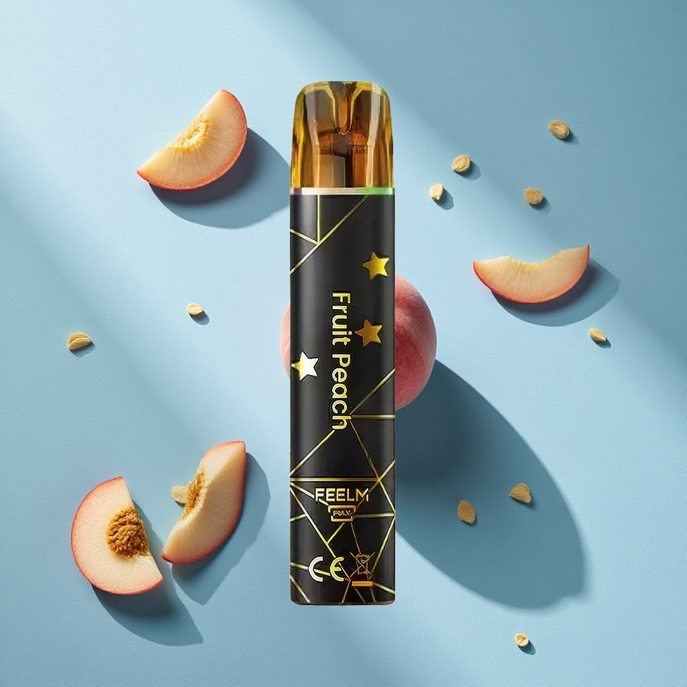 JNR Black&Golden 600+200 نفخة سجارة إلكترونية ذات استخدام لمرة واحدة بنكهة الخوخ سعة 2 مل وبطارية 550 مللي أمبير