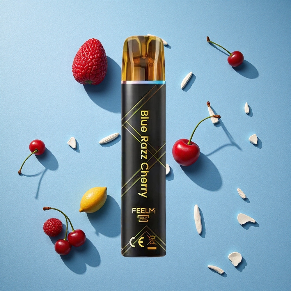 JNR Black&Golden 600+200 بخاخ سيجارة إلكترونية يمكن التخلص منها توت أزرق كرز بسعة 2مل وTPD