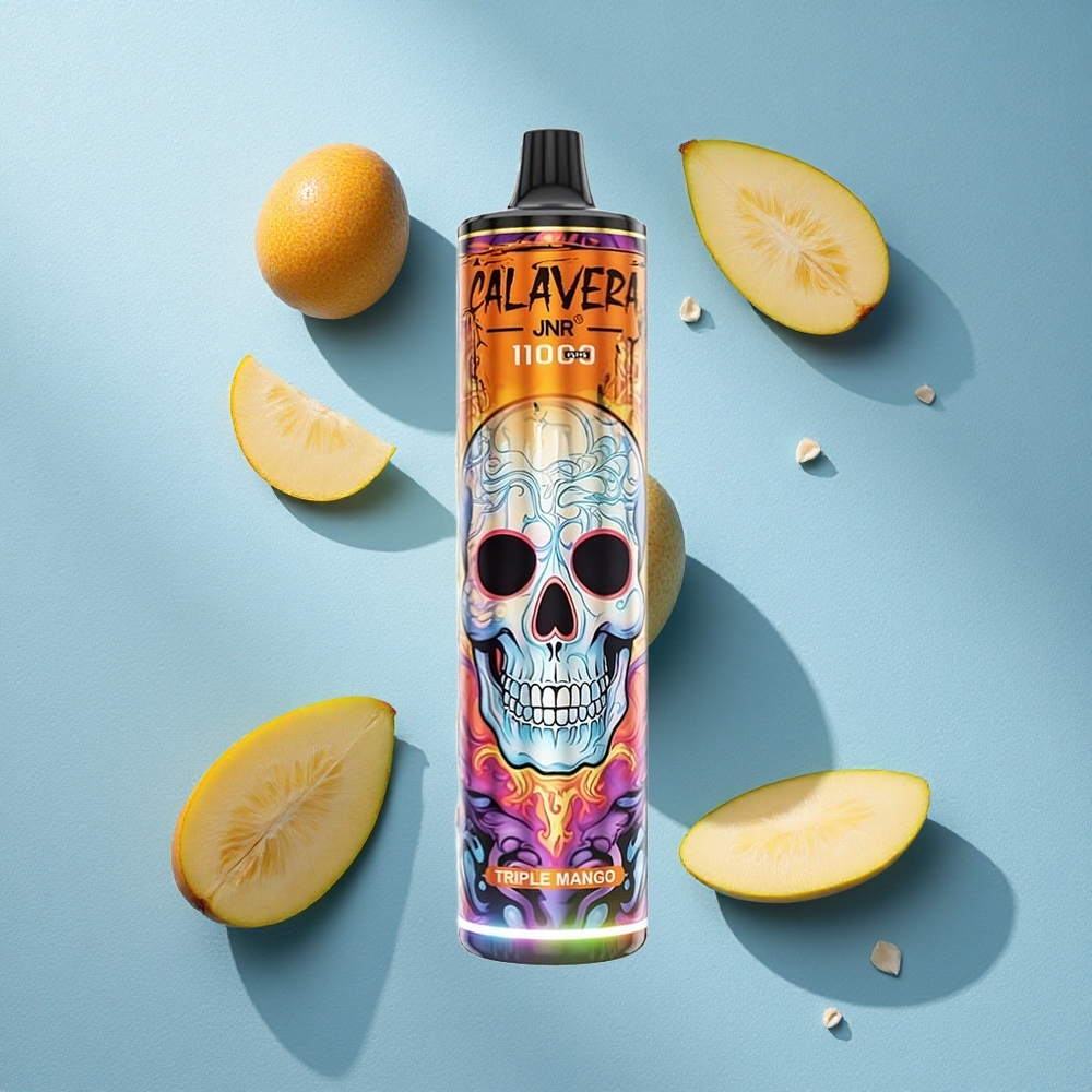 JNR Calavera 11000 Puffs مبخر يمكن التخلص منه مانجو ثلاثي مع منفذ شحن Type-C وسعة بطارية 850 مللي أمبير