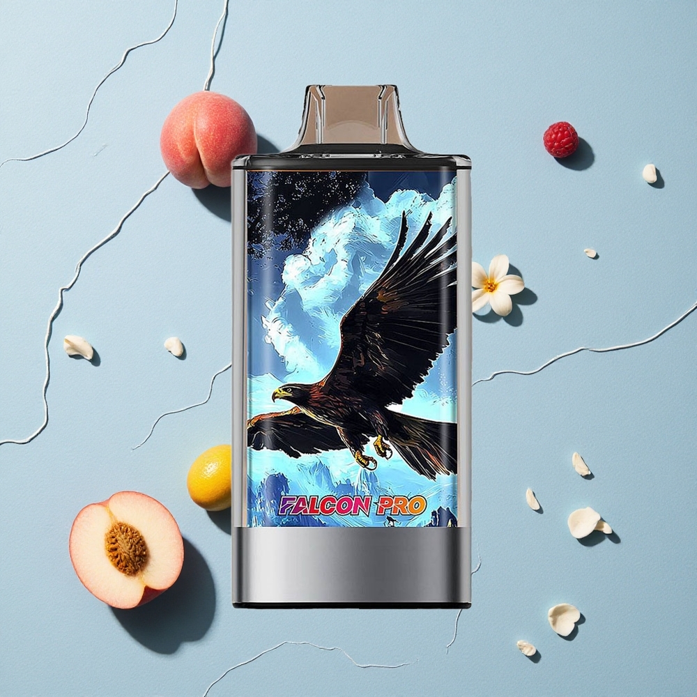 JNR Falcon Pro 28000 فان سيجارة إلكترونية للاستخدام مرة واحدة خوخ أبيض وتوت مع شاشة ذكية وشاحن USB Type-C