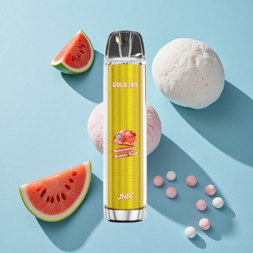 JNR Gold380 6000 Puffs سيجارة إلكترونية بطعم بطيخ وعلكة فقاعية بسعة 13مل وبطارية 1500 مللي أمبير