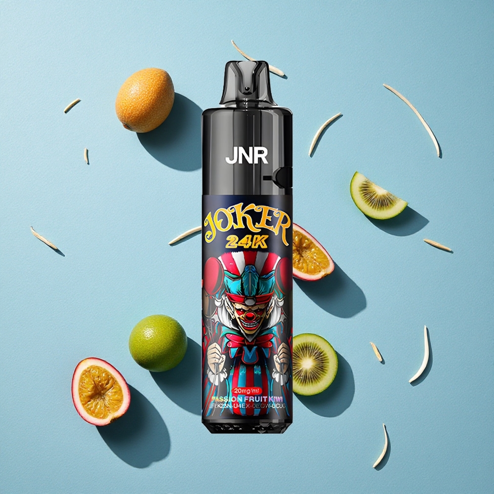 JNR Joker 24K Puffs بخاخ فواكه العاطفة والكيوي مع بطارية 800 مللي أمبير وشحن Type-C