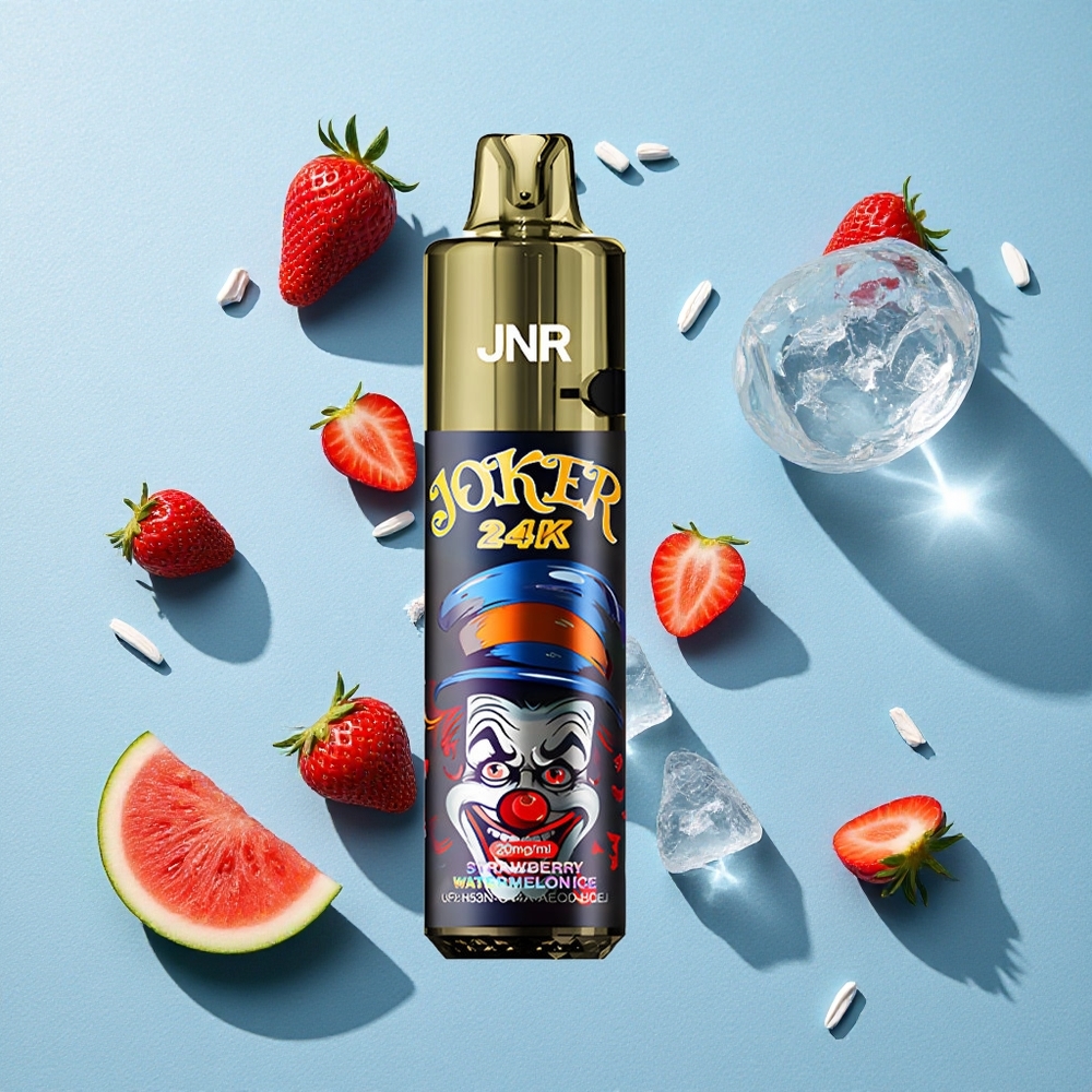 JNR Joker 24K Puffs بخاخ فراولة بطيخ مثلج مع شحن Type-C ومستوى سائل مرئي