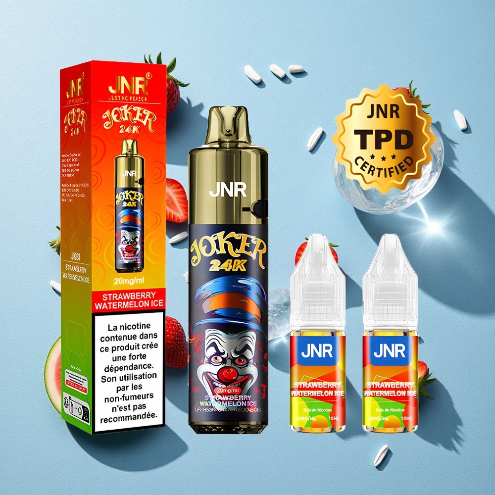 JNR Joker 24K Puffs بخاخ فراولة بطيخ مثلج مع شحن Type-C ومستوى سائل مرئي