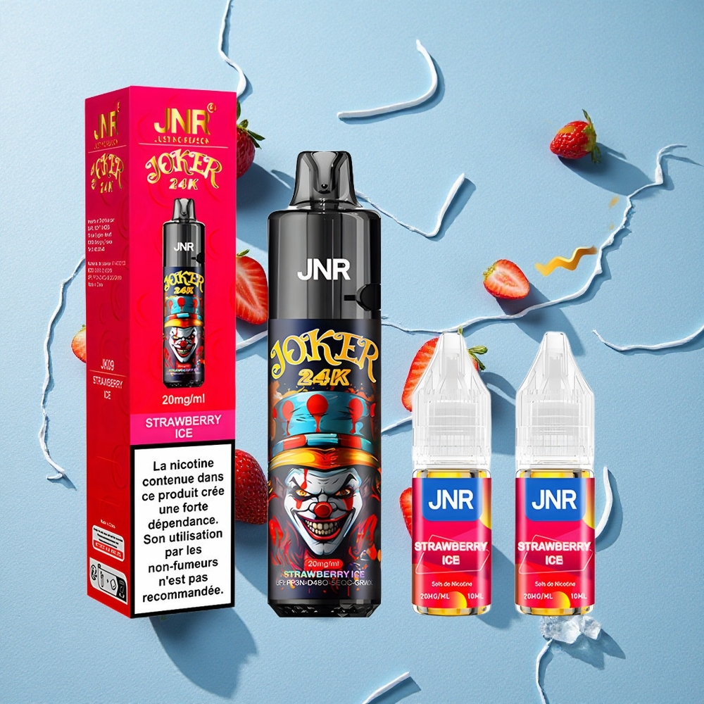 JNR Joker 24K Puffs ستوكهولم فراولة جليدية مع شحن Type-C و 800mAh بطارية