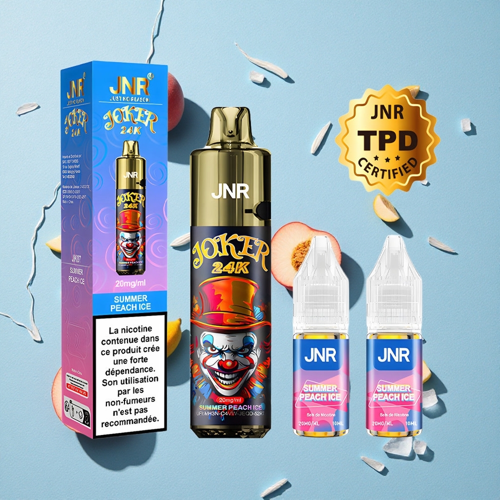 JNR Joker 24K Puffs بخوخ صيفي مثلج مع شحن Type-C و 800mAh بطارية
