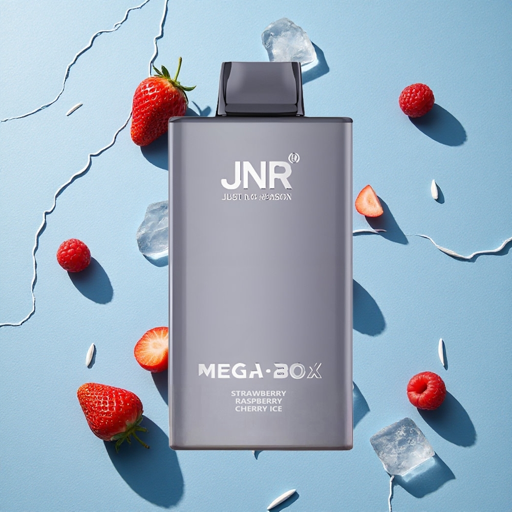 JNR Mega Box 25000 نفخة سيجارة إلكترونية فراولة توت أحمر آيس بسعة 30مل و شحن Type-C سريع