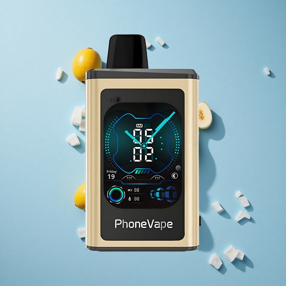 JNR PhoneVape 30000 نفخة سيجارة إلكترونية بطعم الموز الجليدي مع شاشة عرض كاملة وبطارية 850mAh قابلة لإعادة الشحن