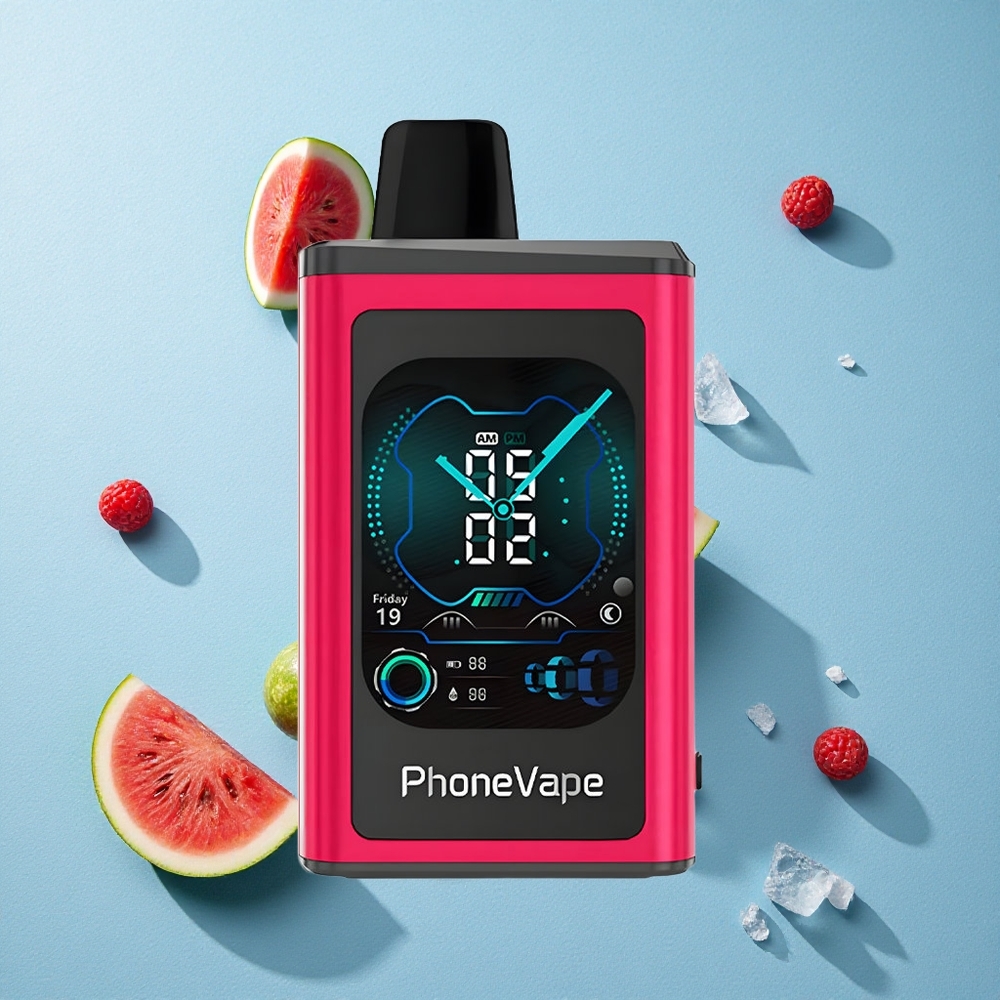 JNR PhoneVape 30000 نفخة سيجارة إلكترونية بطعم البطيخ المثلج مع شاشة كاملة وبطارية 850mAh قابلة لإعادة الشحن