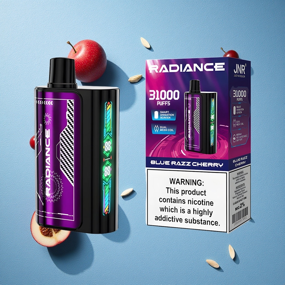 JNR Radiance 31000 Puffs سجارة إلكترونية بتقنية الشحن Type-C بنكهة التوت الأزرق والكرز