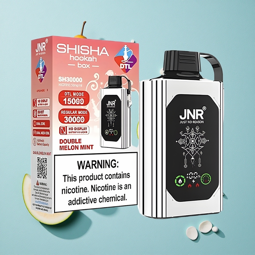 JNR Shisha Hookah Box 20500 Puffs شمام مزدوج ونعناع شاشة عالية الدقة وشحن سريع Type-C