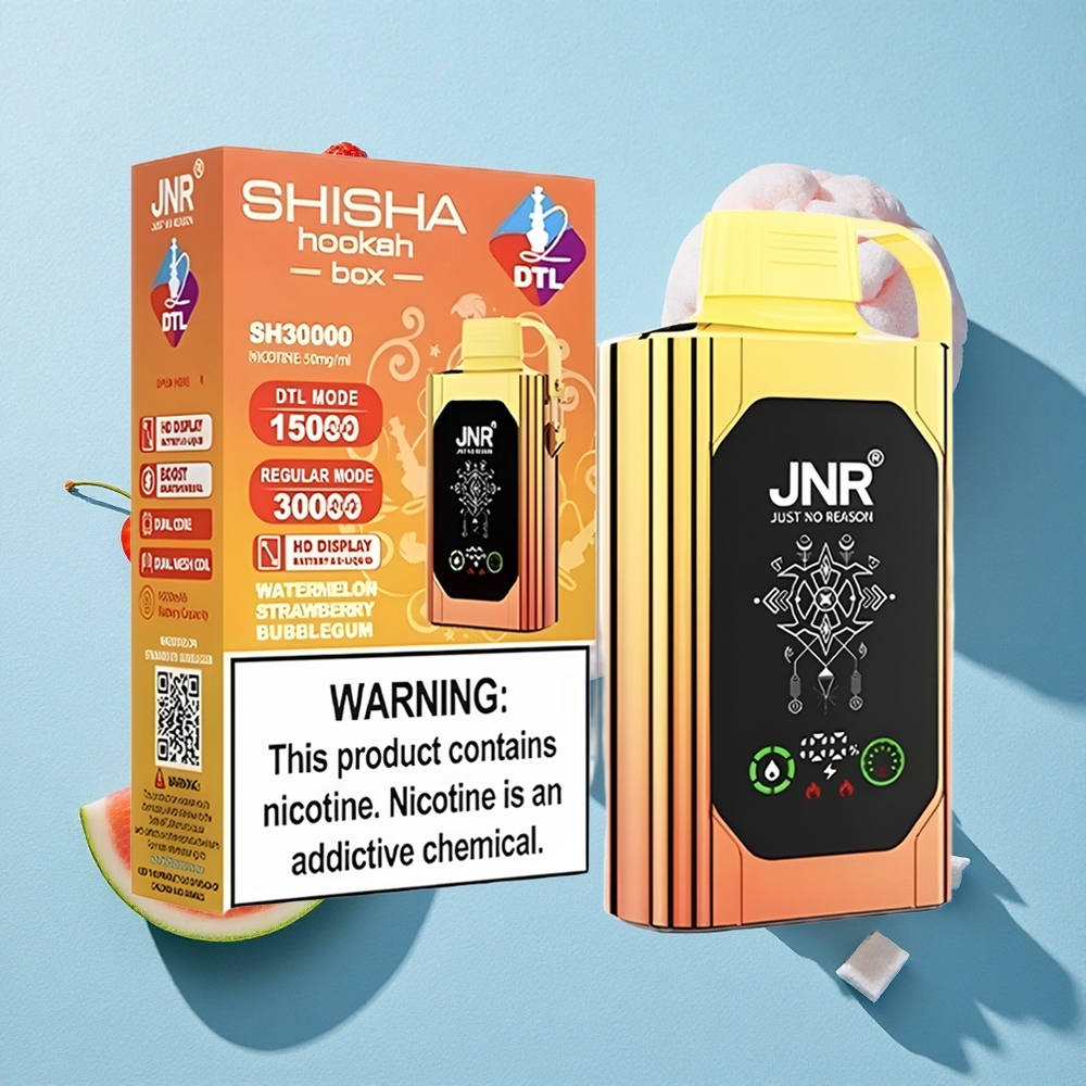 JNR Shisha Hookah Box 20500 Puffs بطيخ فراولة علكة شاشة عالية الدقة وشاحن سريع Type-C