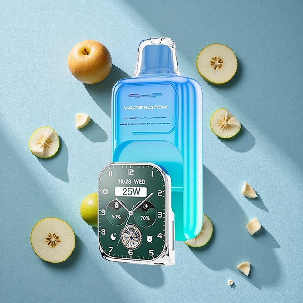 JNR Vape Watch 30000 Puffs ساعة فايب بنكهة التفاح الحامض والثلج بسعة 19 مل وبطارية 1000 مللي أمبير