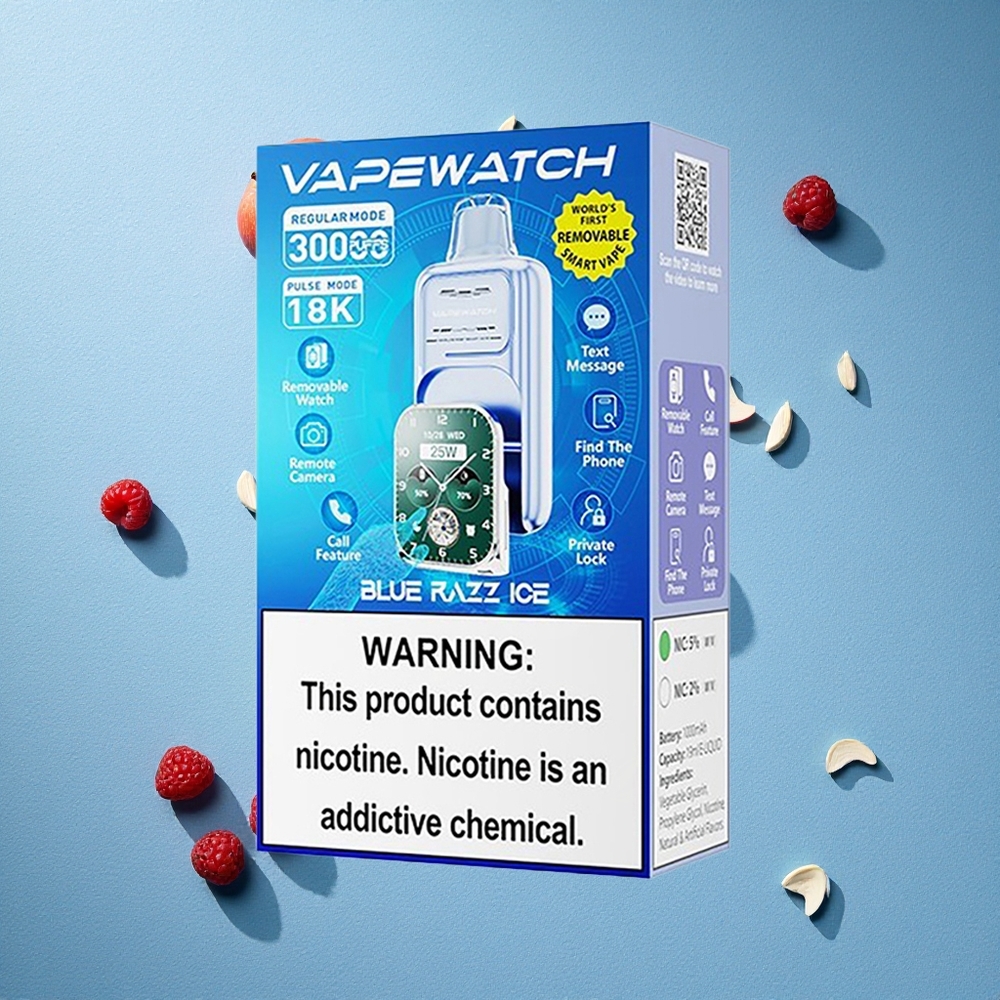 JNR Vape Watch 30000 Puffs سجارة إلكترونية تبوغ 19 مل مع نكهة توت أزرق مثلج وشحن Type-C سريع