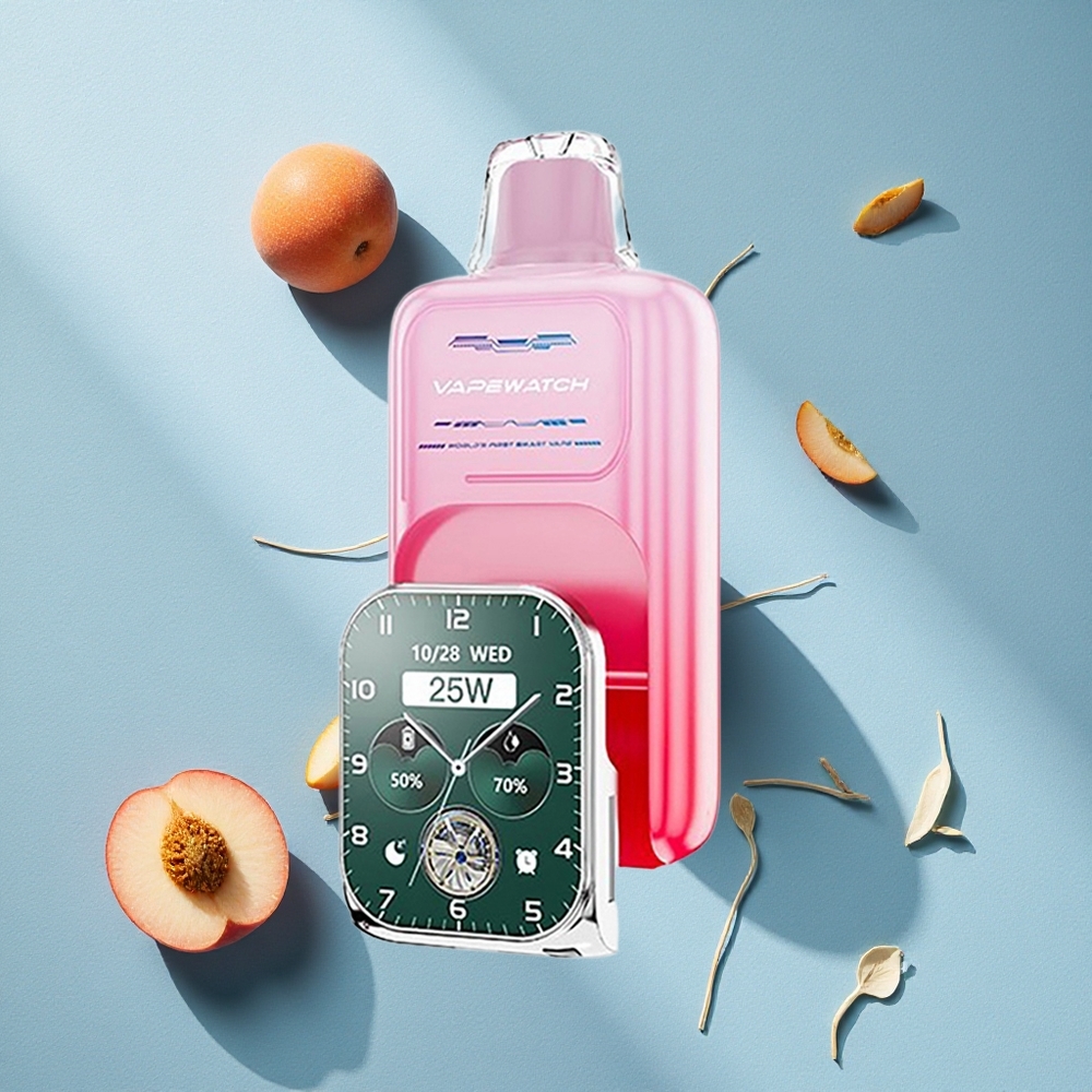 JNR Vape Watch 30000 Puffs بخوخ جورجيا سعة 19 مل وشحن Type-C سريع